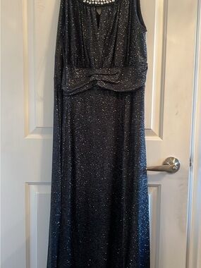 Enfocus Studio Black Sparkle Dress with Pearl and Crystal Trim